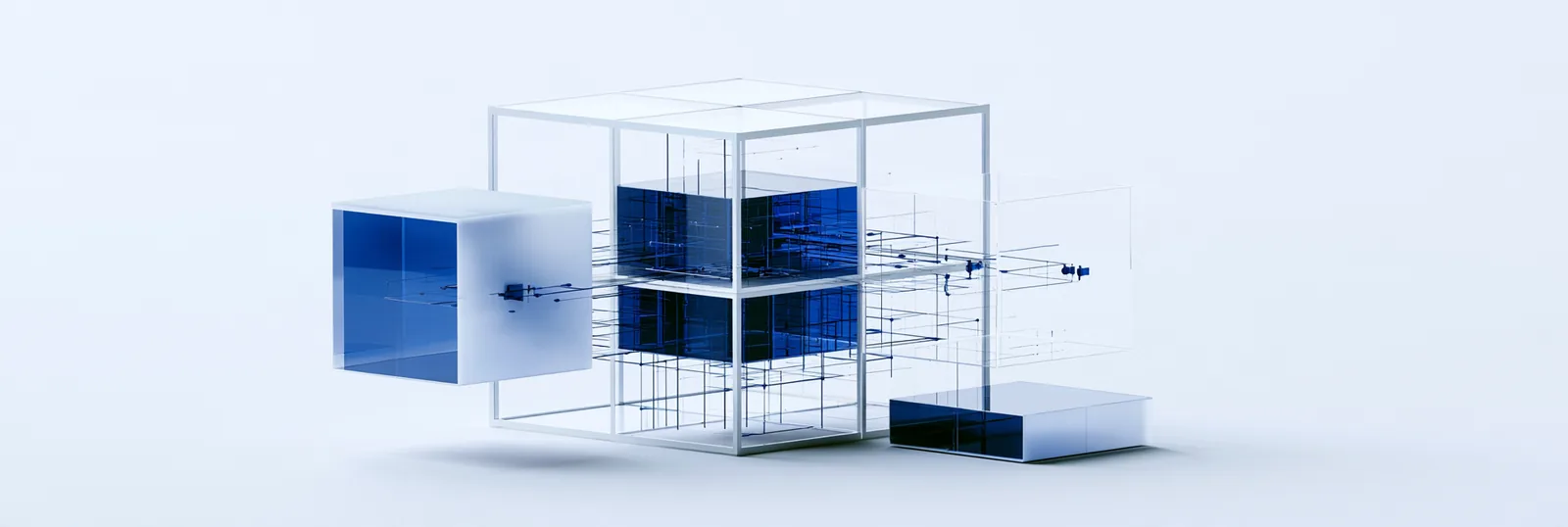 Spatial render: one large cube with a section lifted out and replaced beside it