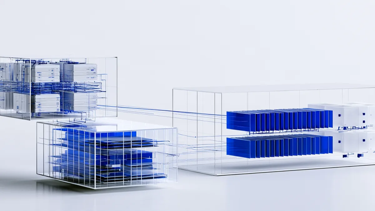 Spatial render: a modular software architecture of service blocks flowing into one ordered row of records